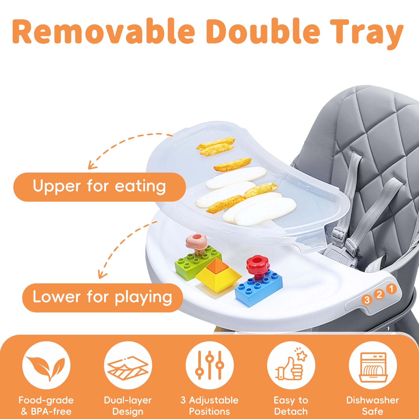 Sturdy Babyliebe beech wood legs provide durable stability during meals