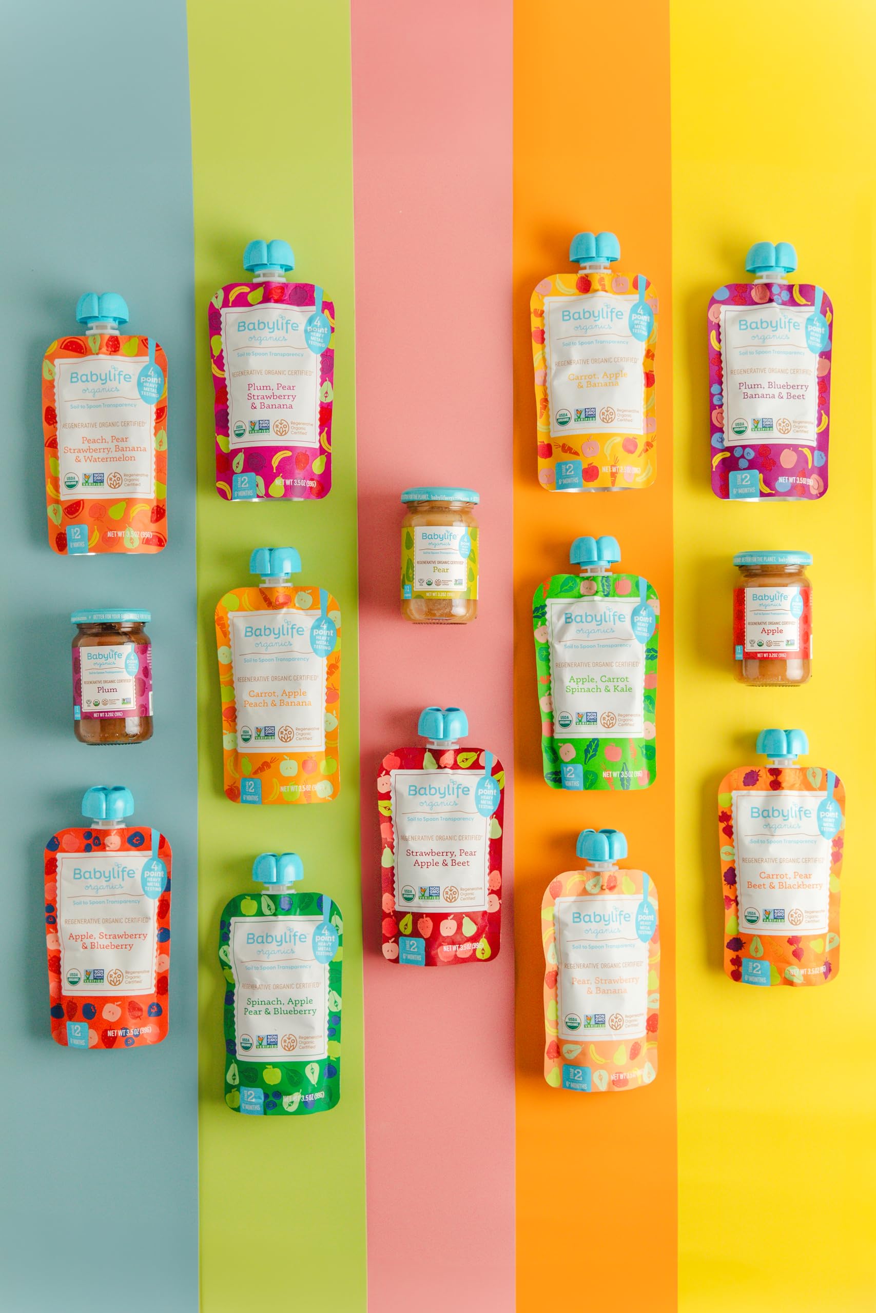 Babylife Organics Stage 2 six-pack 3-5-ounce pouches bundled for easy meals