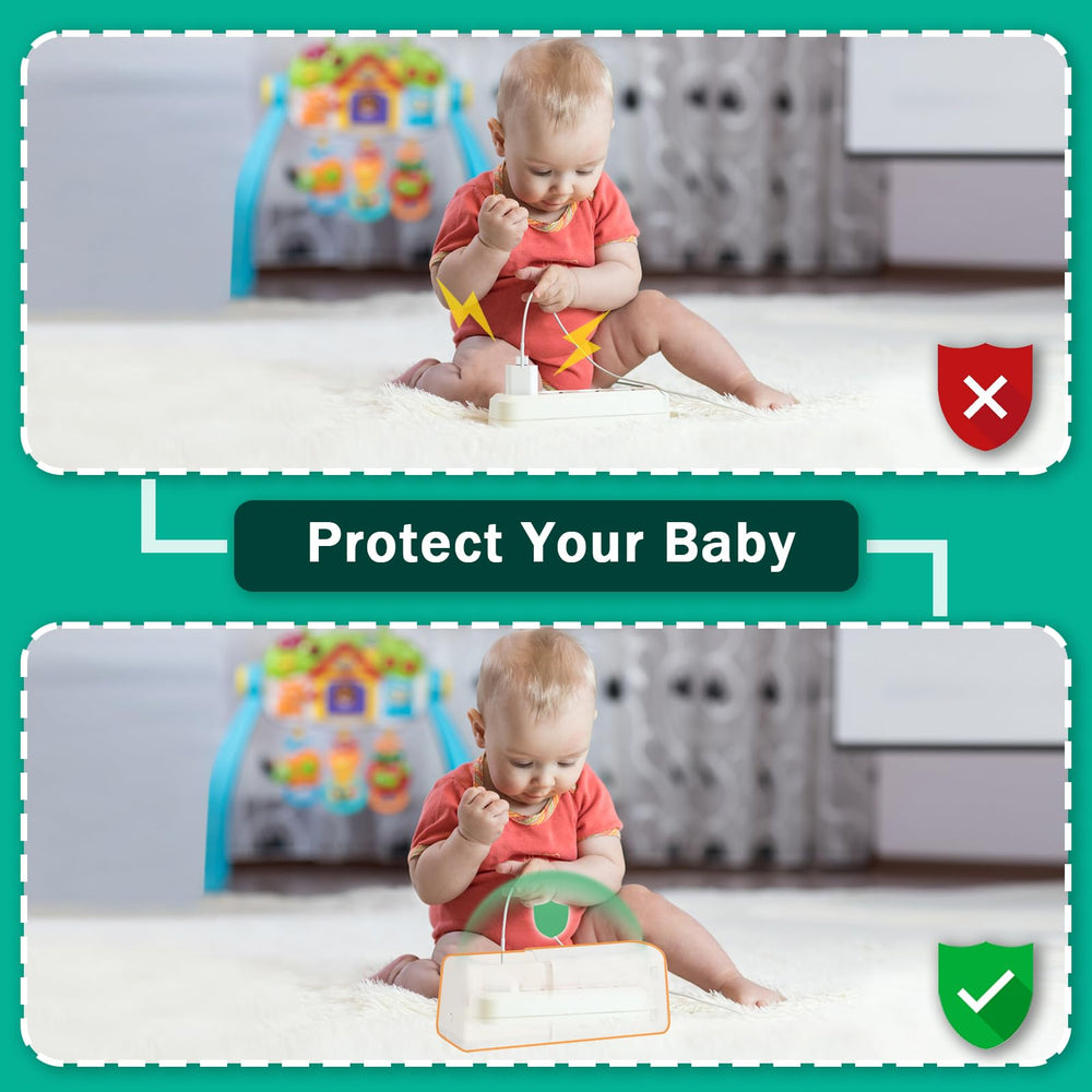 Babylush adjustable-length outlet box fits most sockets and adapters.