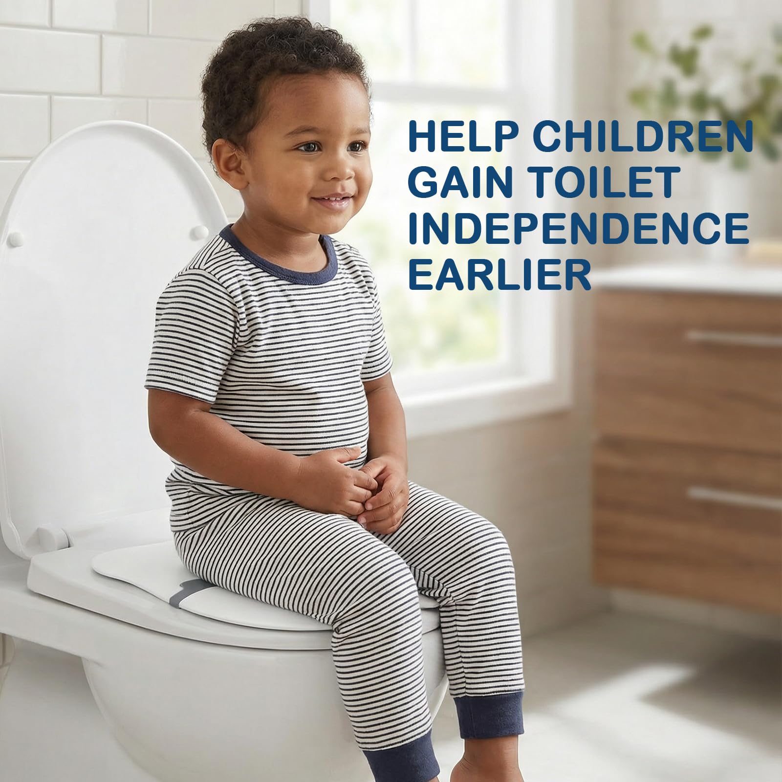 Babylush travel potty seat placed on round toilet.
