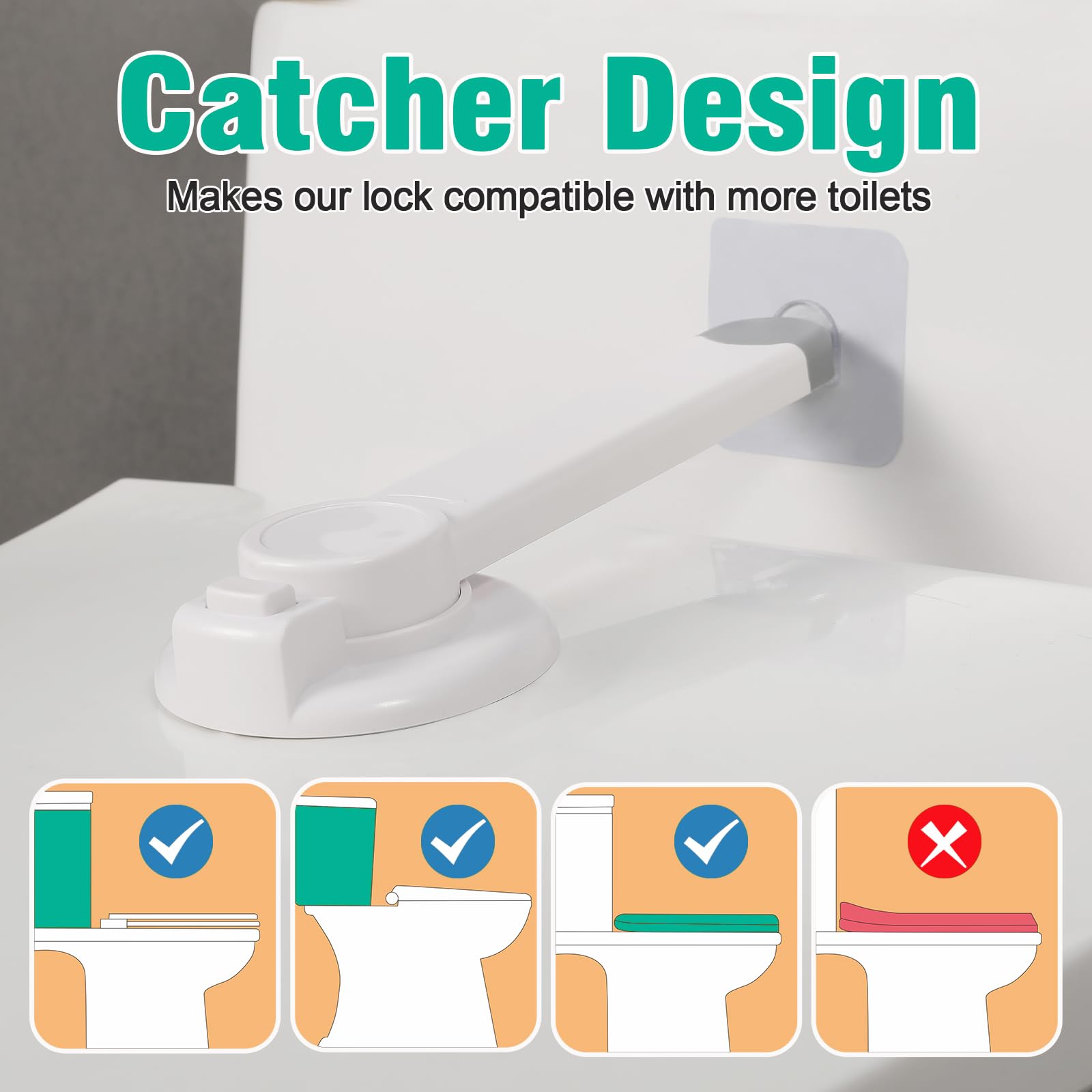 White ABS body of Babylush toilet lock is durable
