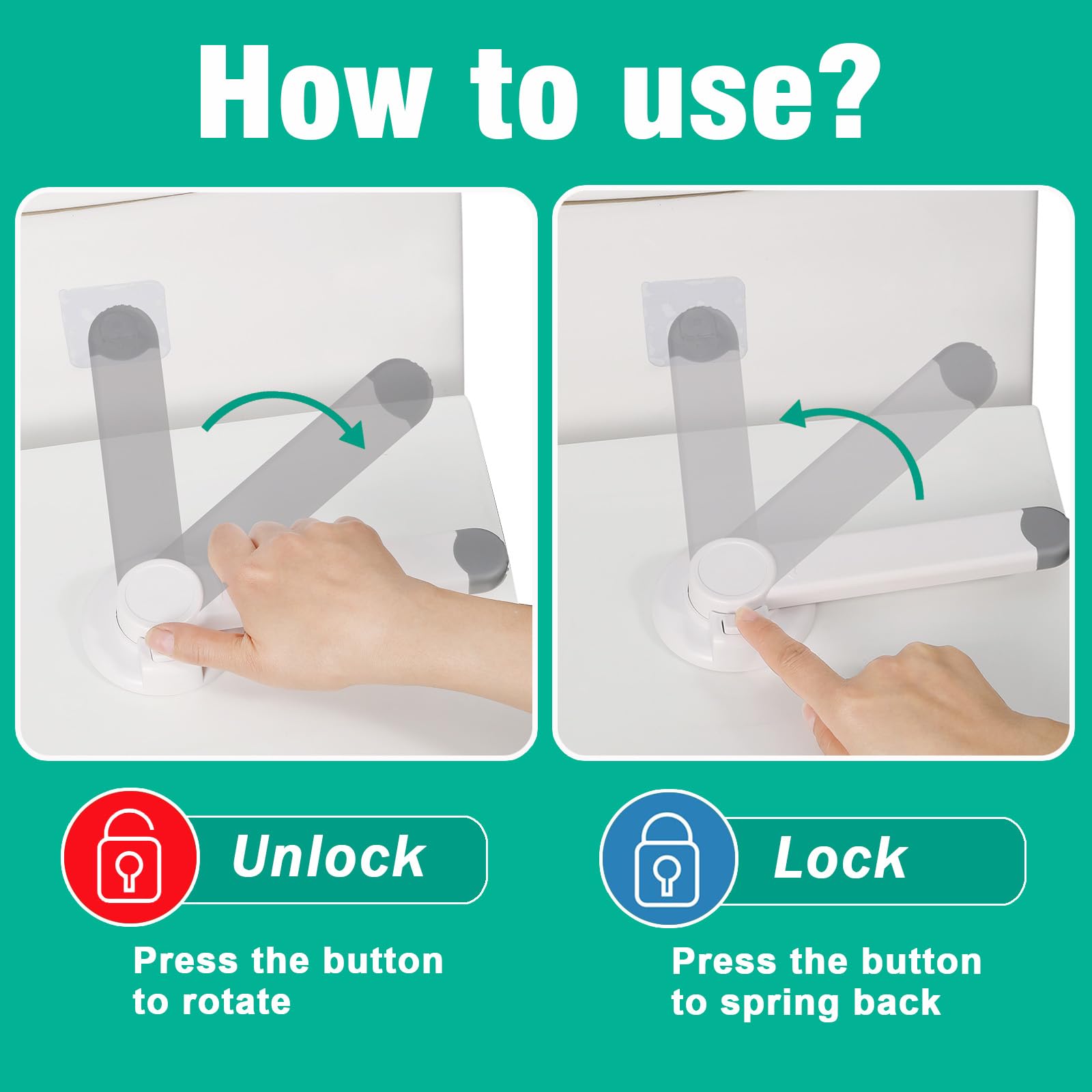 Babylush button operation shows quick lock release to restore normal toilet use.
