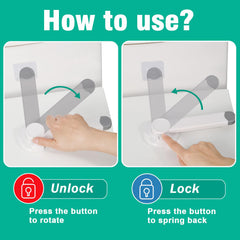 Babylush button operation shows quick lock release to restore normal toilet use.