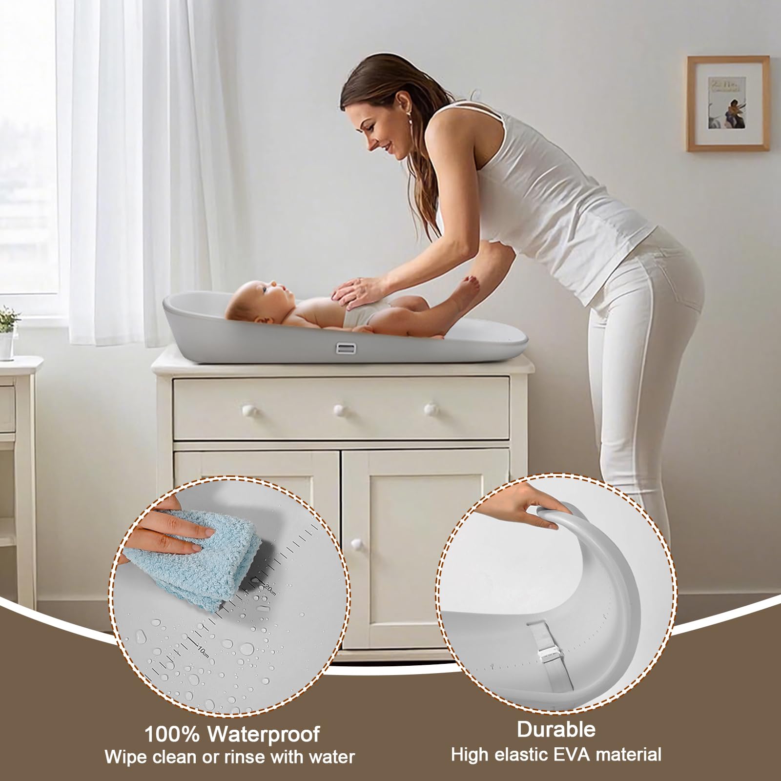 Babylush growth tracker 0-60 cm helps monitor baby length during changes.