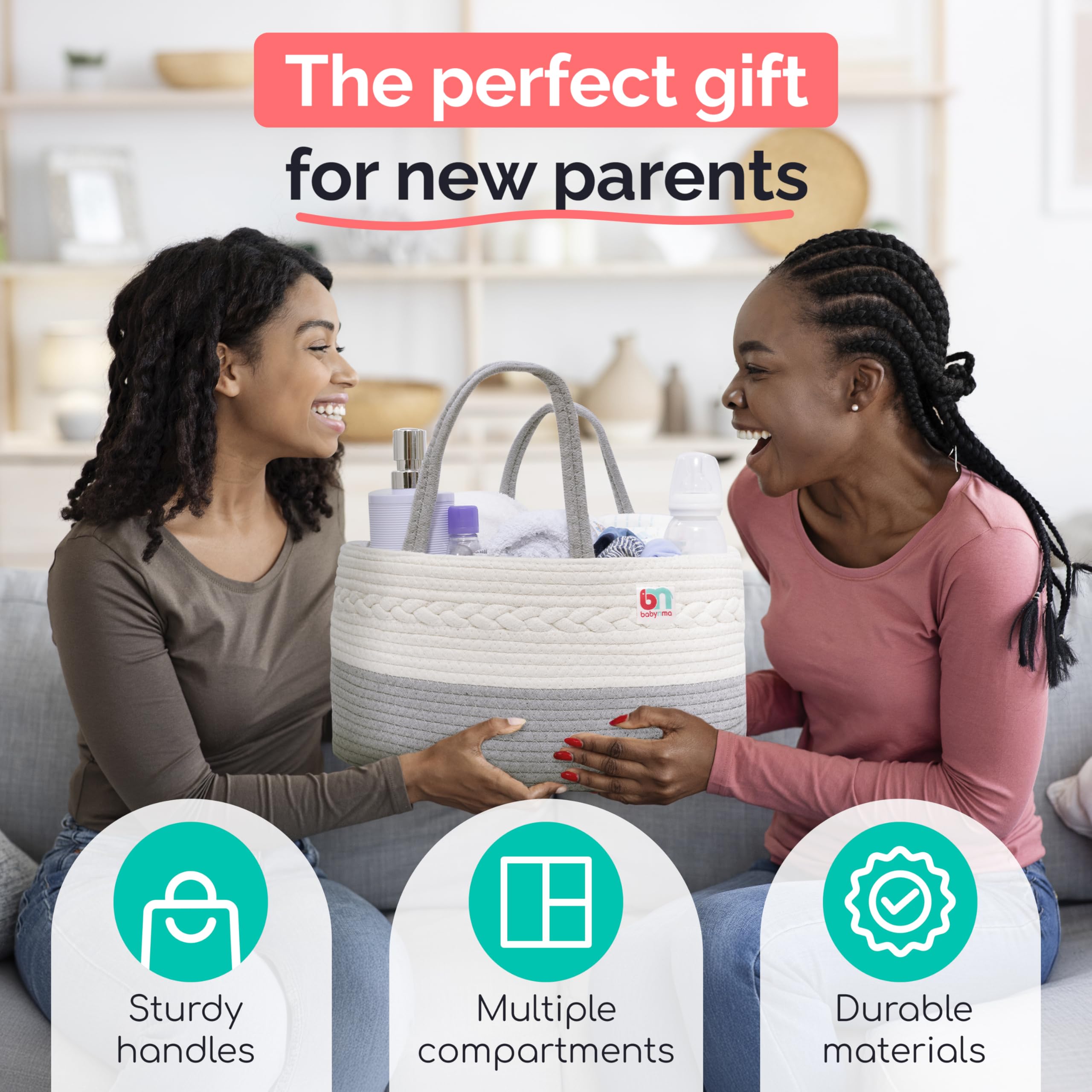 Portable design fits by crib or changing table.