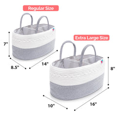 Removable inserts create defined spaces for diapers, wipes, and clothing.