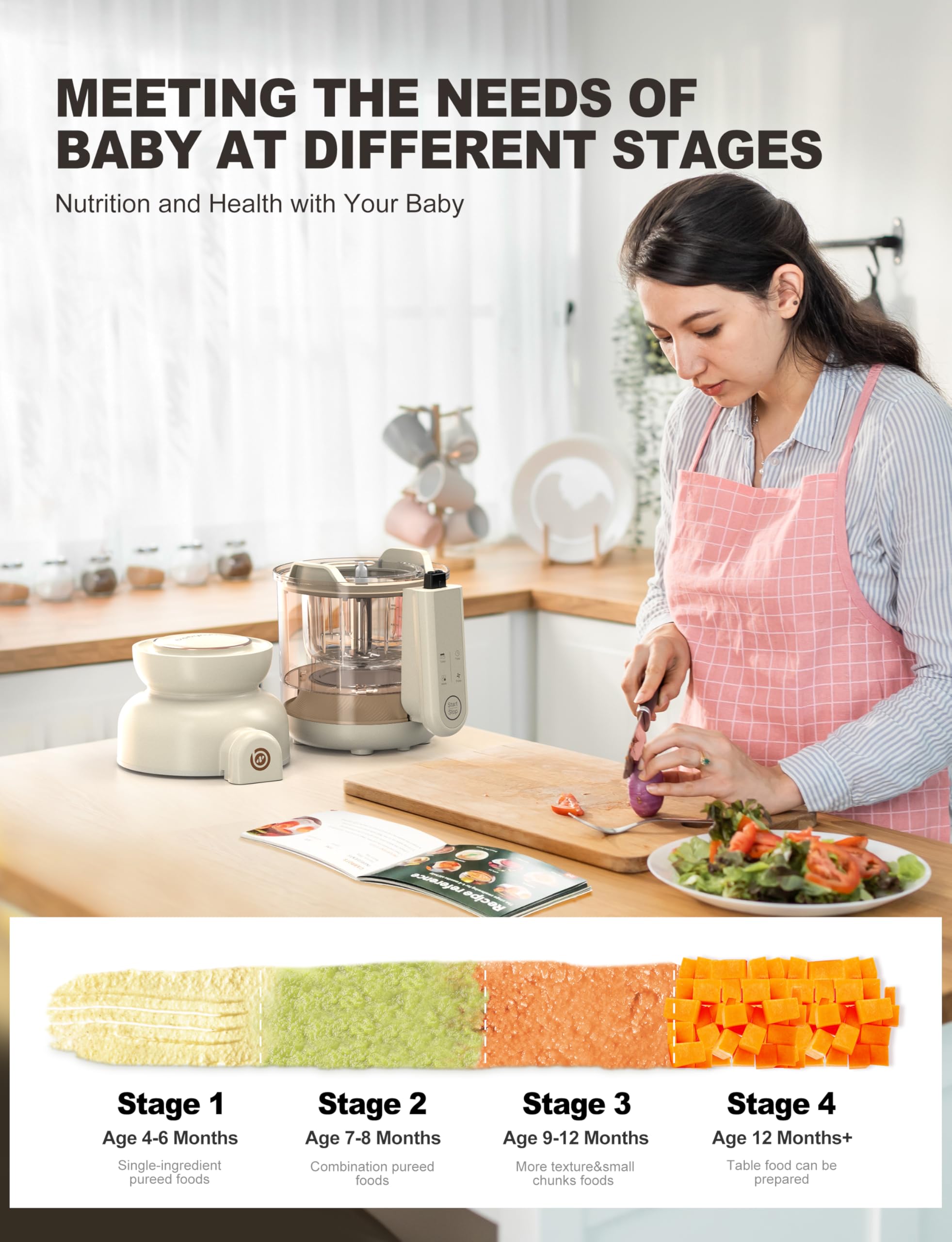 Dishwasher-safe parts with cleaning brush simplify post-cooking cleanup.