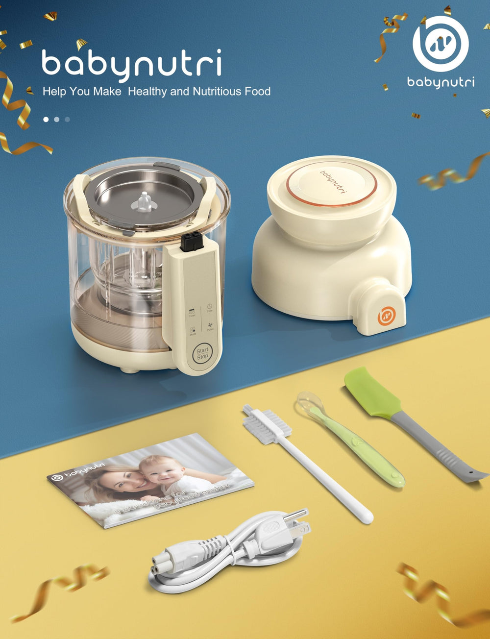 Elegant BabyNutri design fits modern kitchens and makes a thoughtful gift.