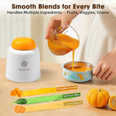 BabyNutri glass bowl prep showing stain-free, odor-resistant food surface