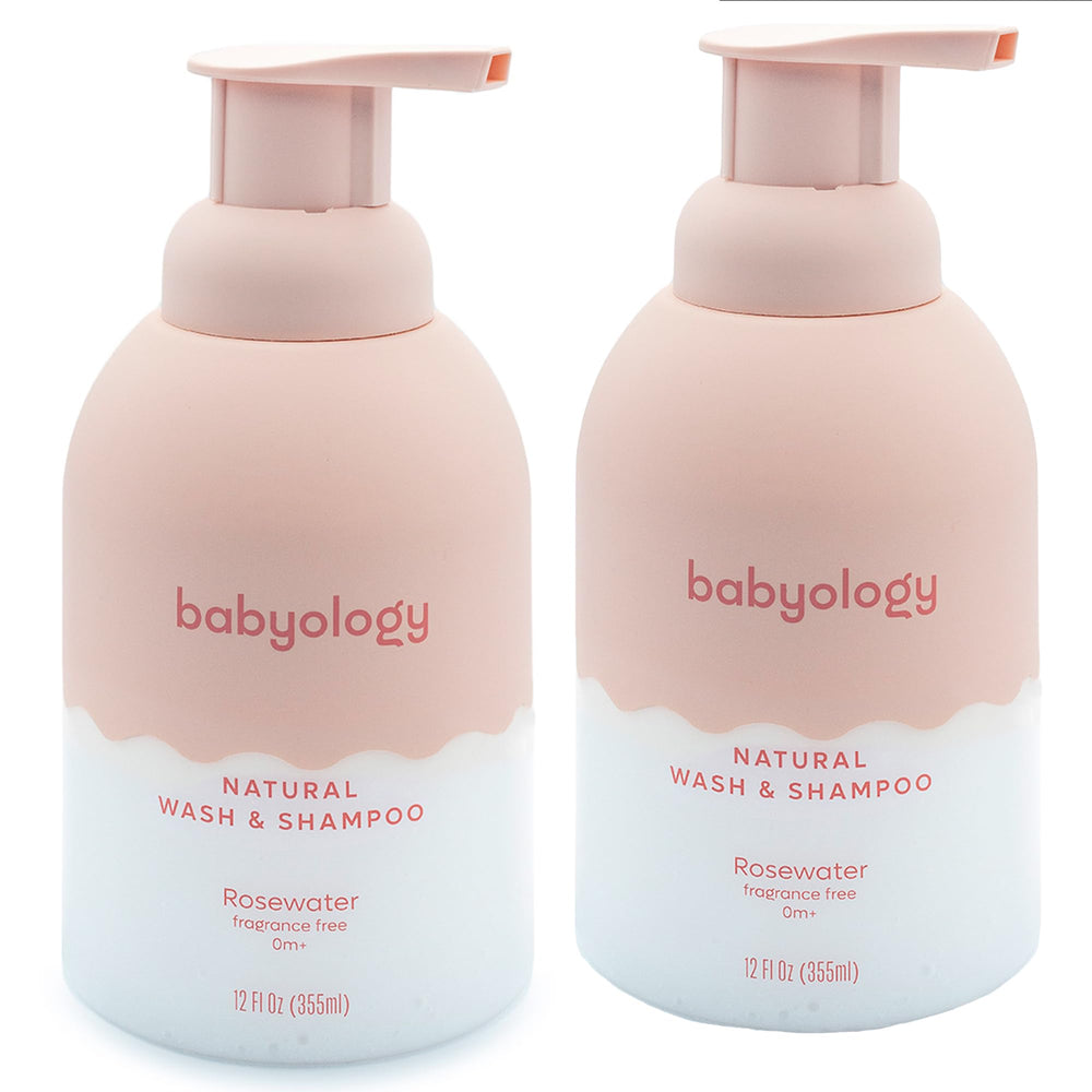 Babyology all-natural baby wash bottle with rose water for gentle cleansing