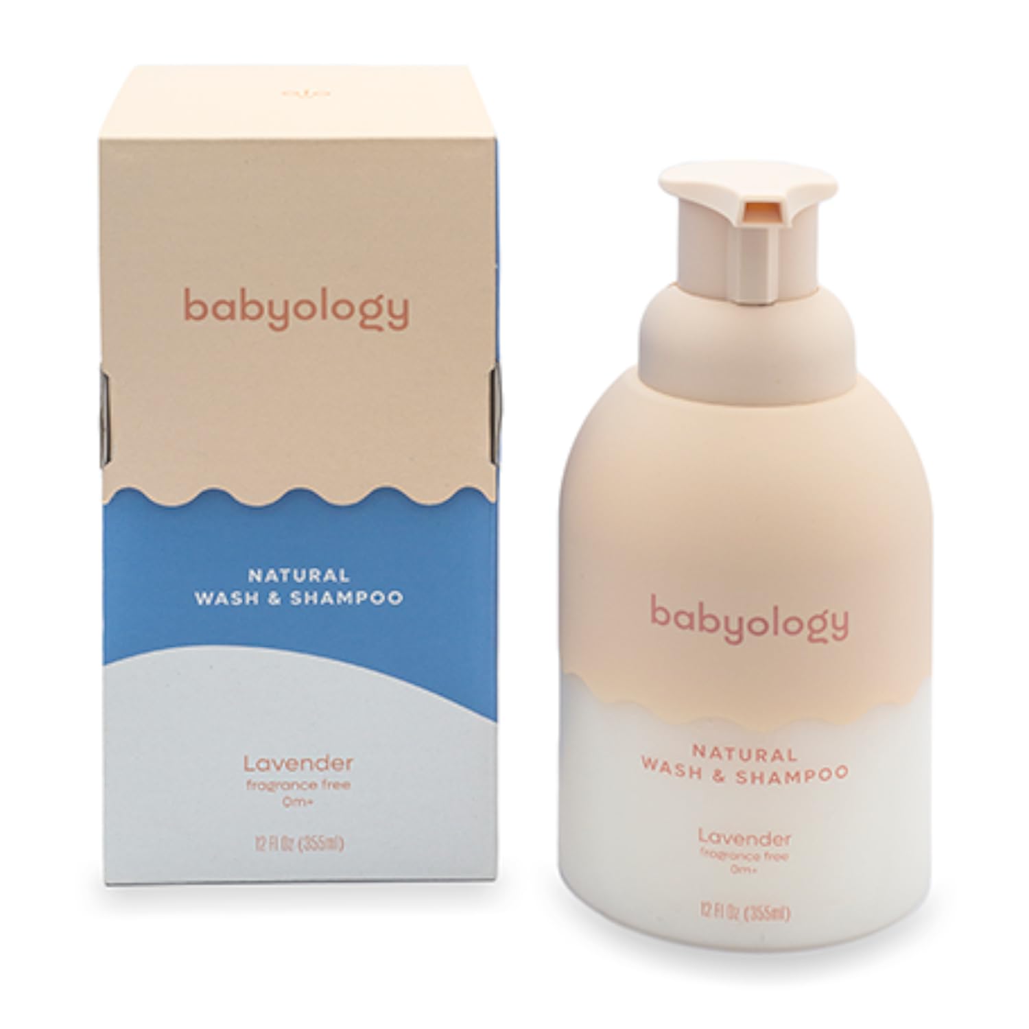 Babyology all natural baby wash label front shows organic ingredients with no harsh additives