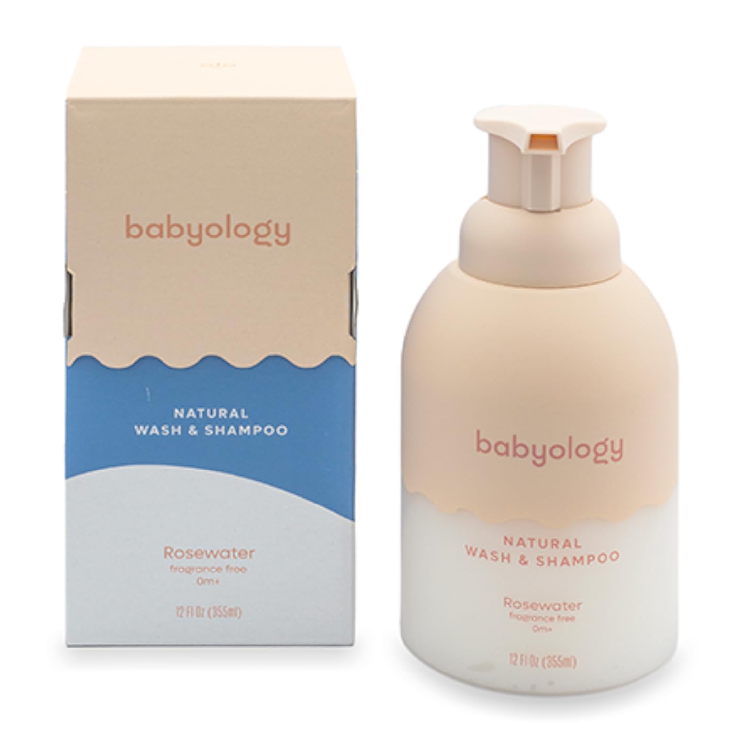 Babyology tear-free label indicates gentle cleansing during bath time