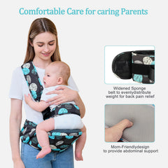 BabyPark 3D stool and breathable mesh lining shown inside the carrier interior.