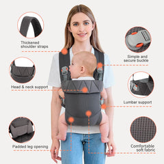 BABYPARK Baby Carrier head support foldable demonstrates secure neck protection for newborns during strolls.