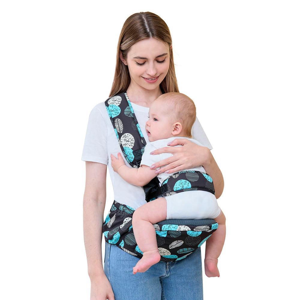 BabyPark three carrying positions: front-facing, parent-facing, and cross hold.