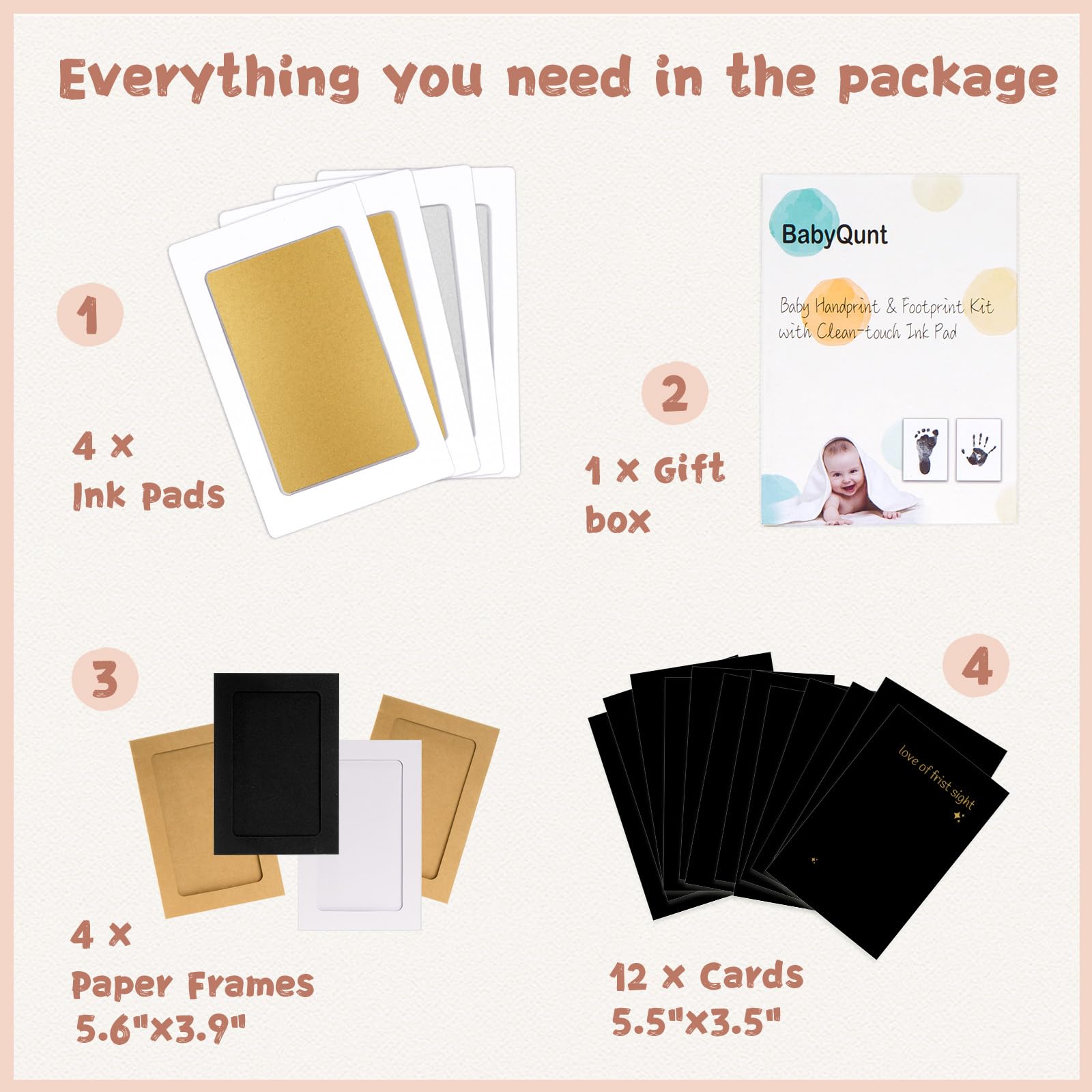 Three display frames included with BabyQunt inkless kit