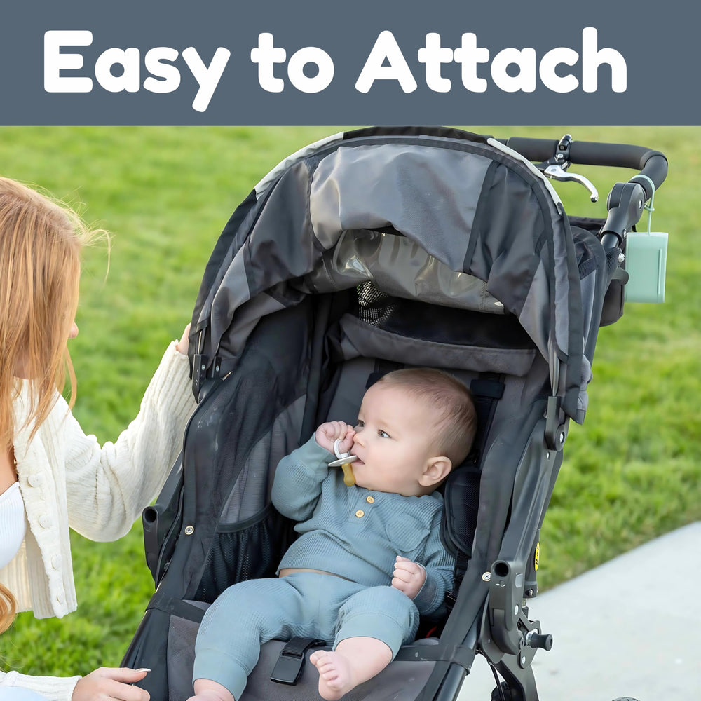 Baby's Aid pacifier case seal keeps pacifiers clean when traveling.