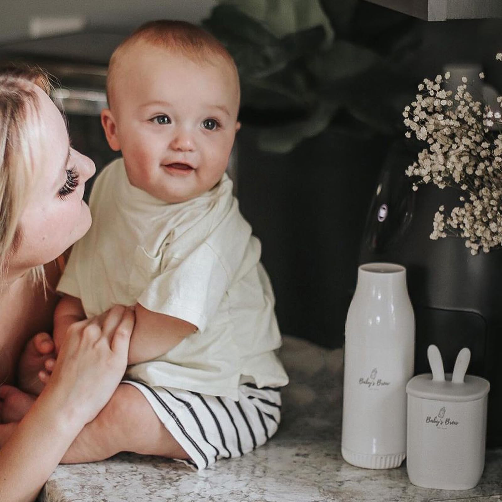 Baby's Brew dispenser feature image demonstrates easy formula or water portions.