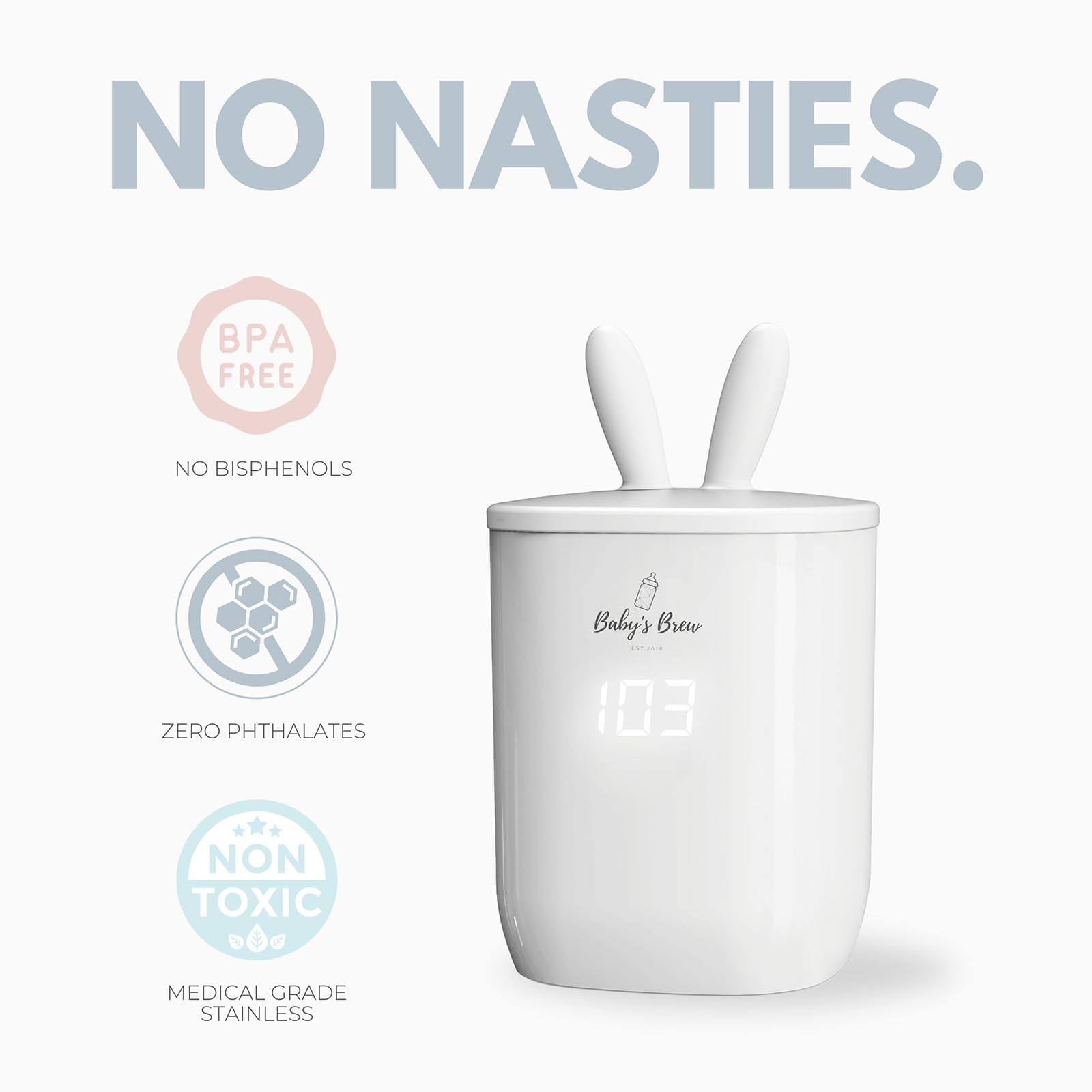 Baby's Brew leak-proof design ensures mess-free transport.
