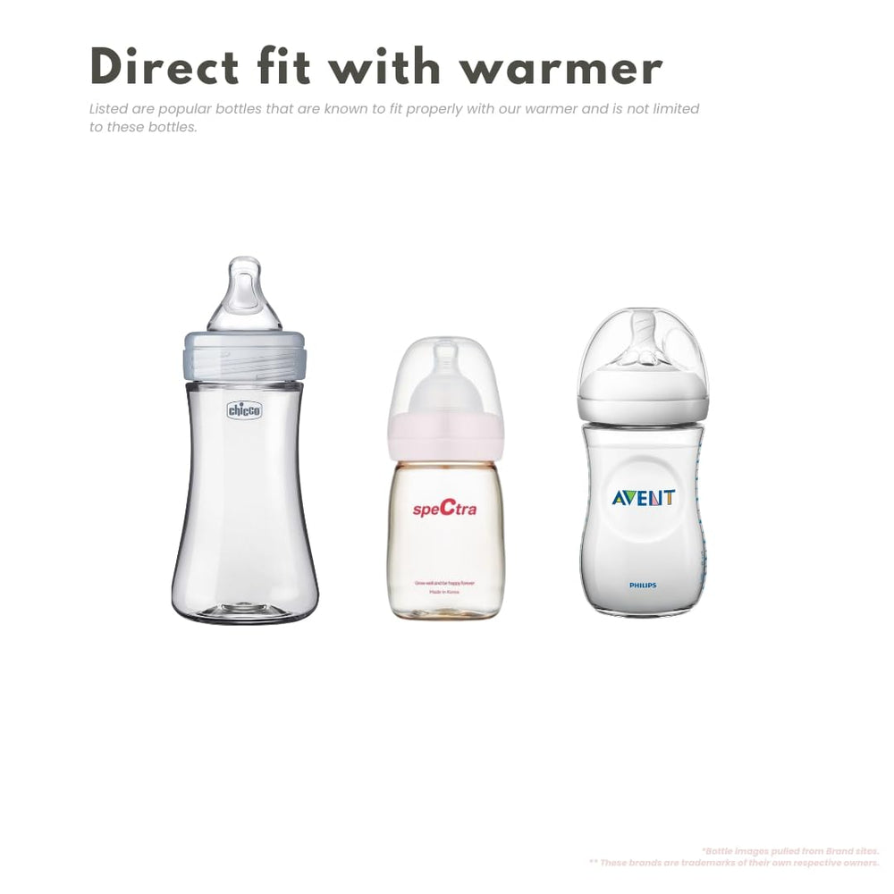 Baby’s Brew Superfast warmer shown for travel-compact setup in a bag.