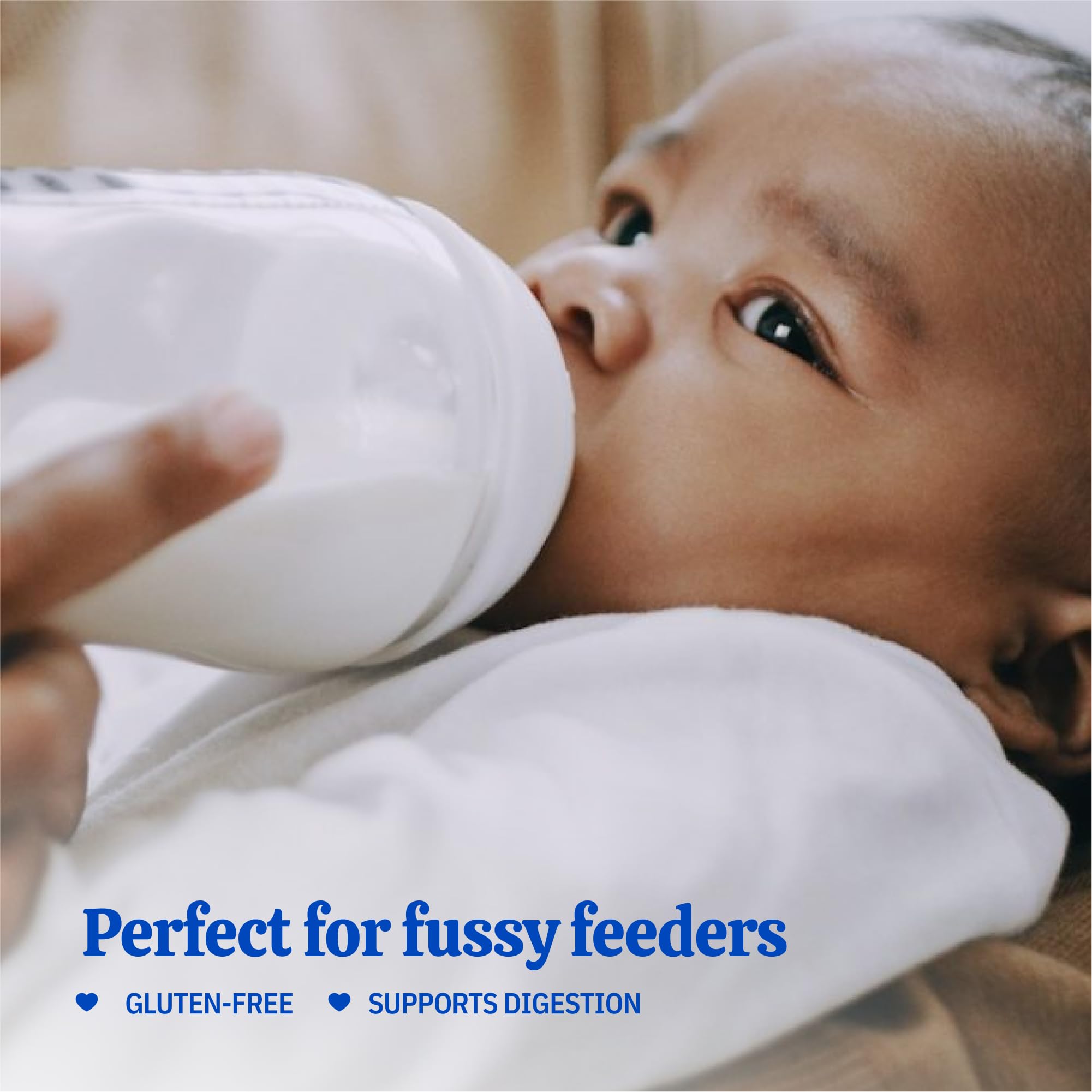 Baby's Only A2 Organic Milk Infant Formula 21 oz package on kitchen counter ready for use.