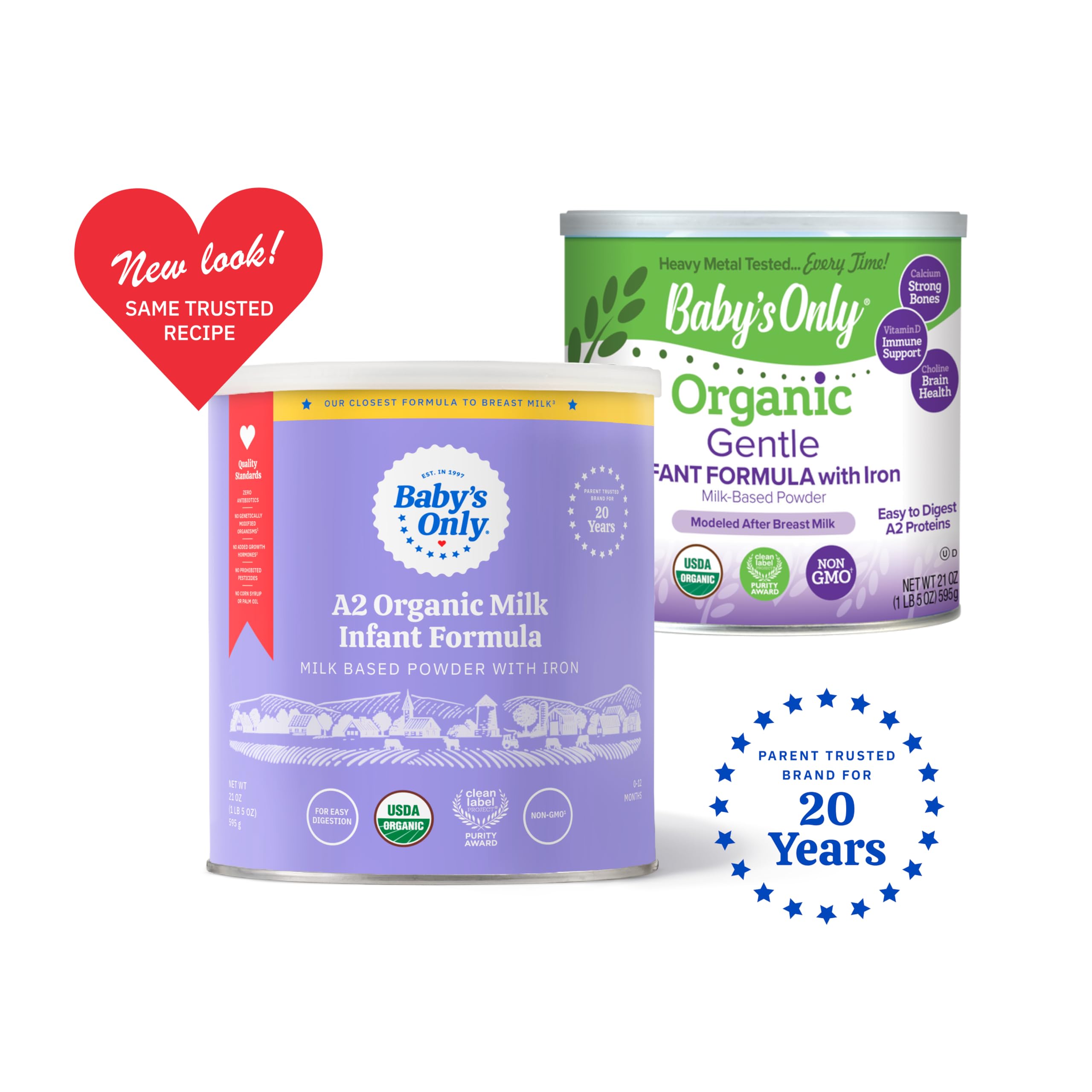 Baby's Only A2 Organic Milk Infant Formula powder being poured into a bottle for feeds.