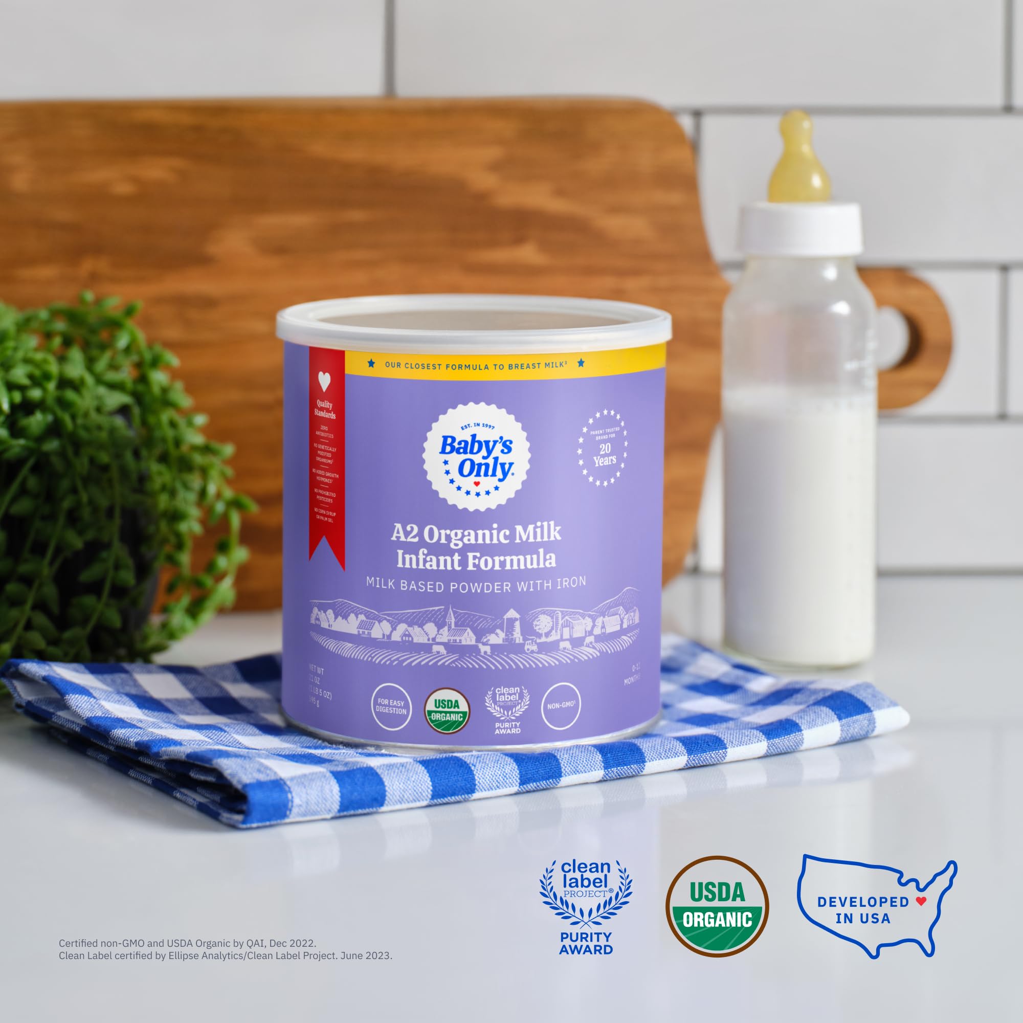 Baby's Only A2 Organic Milk Infant Formula produced in a small-batch Ohio facility.