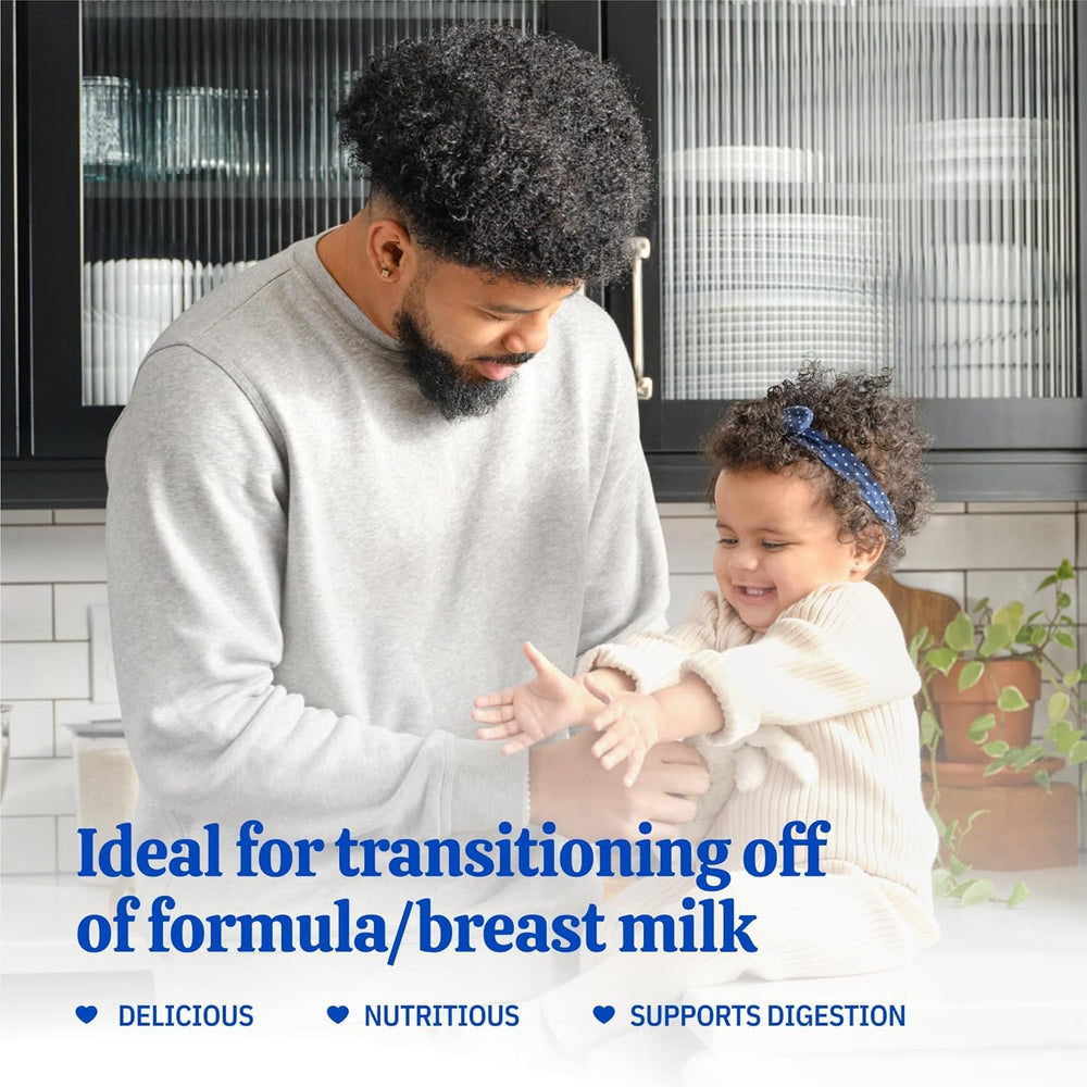 Baby's Only Organic dairy toddler drink scoop included for quick mixing.