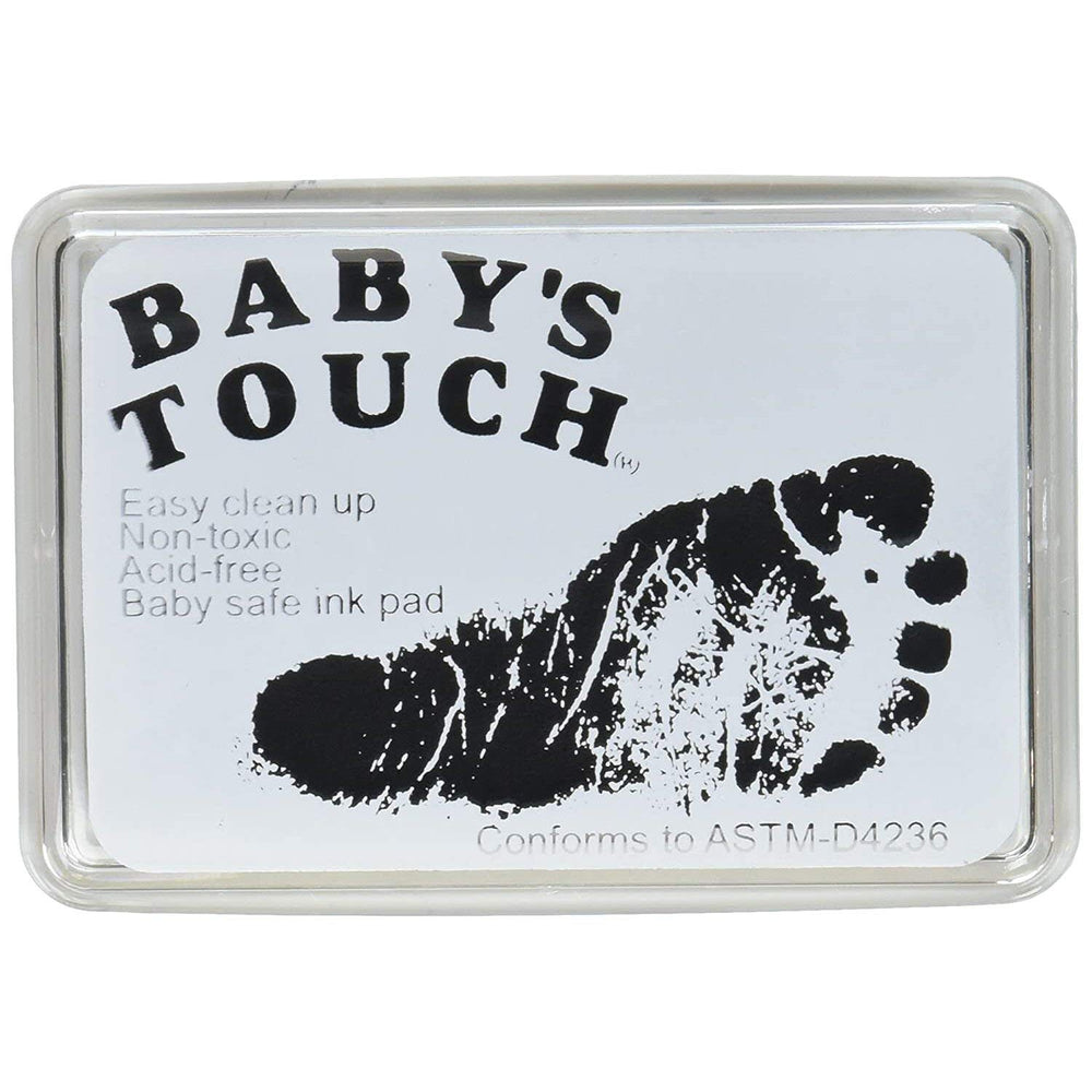 Baby's Touch handprint inkpad in black for safe keepsakes and easy cleanup.