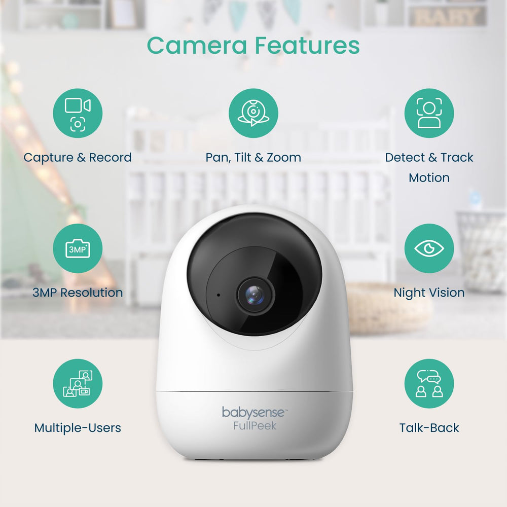Babysense 2Peek motion and sound detection sends alerts to your phone.