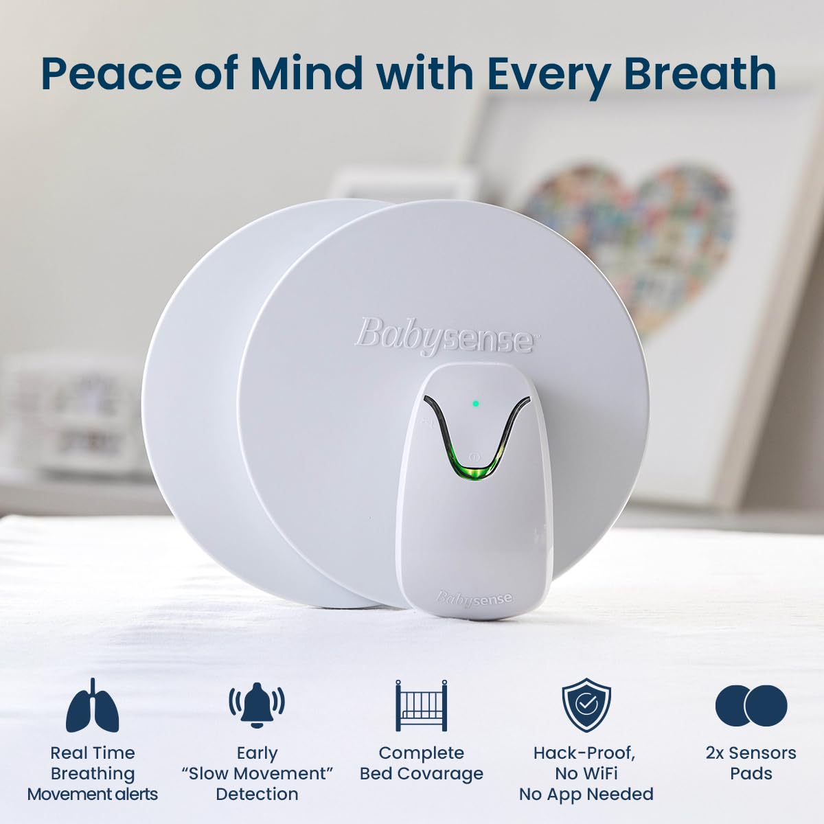 Babysense 7 non-wearable design means zero contact with baby.