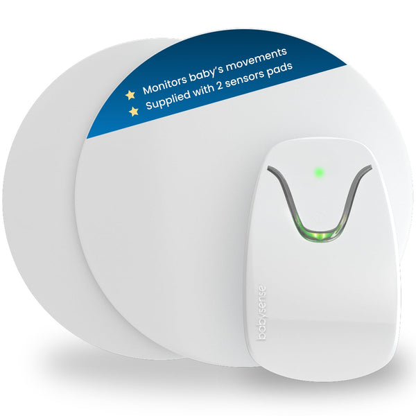 Babysense 7 under-mattress sensor covers crib edges for full monitoring.
