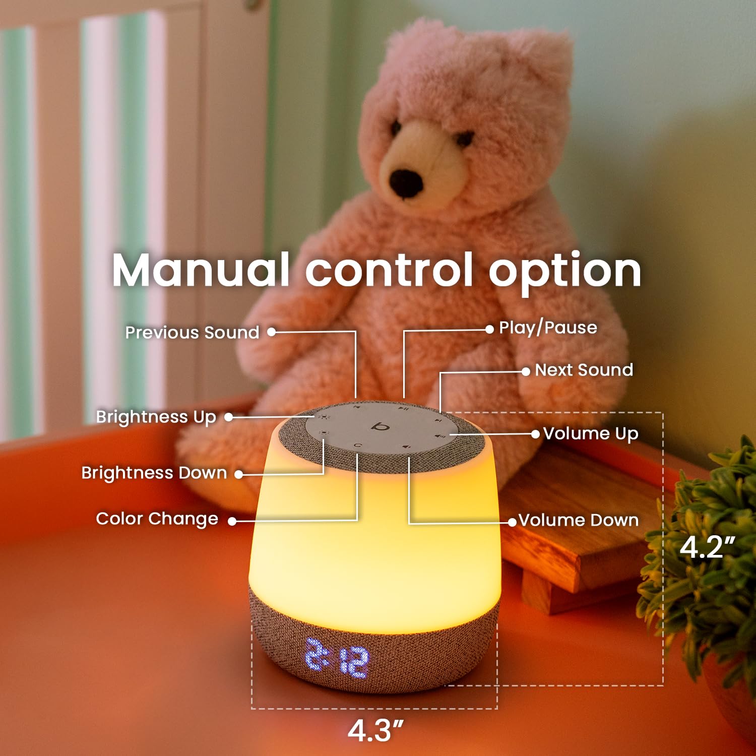 Babysense Dreamer 2.0 easy timer and schedule display helps bedtime planning.