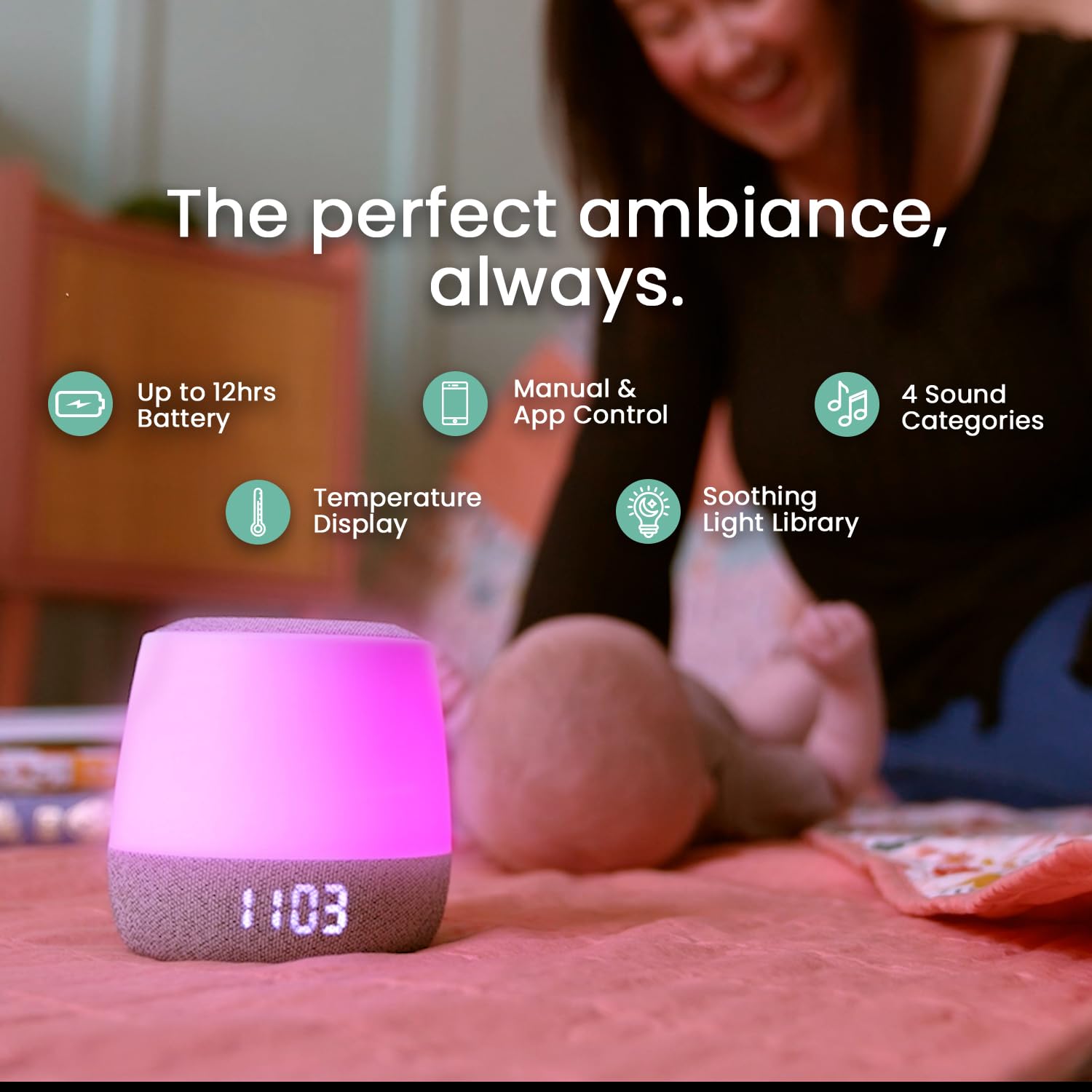 Babysense Dreamer 2.0 travel-ready compact design fits beside crib or on the go.