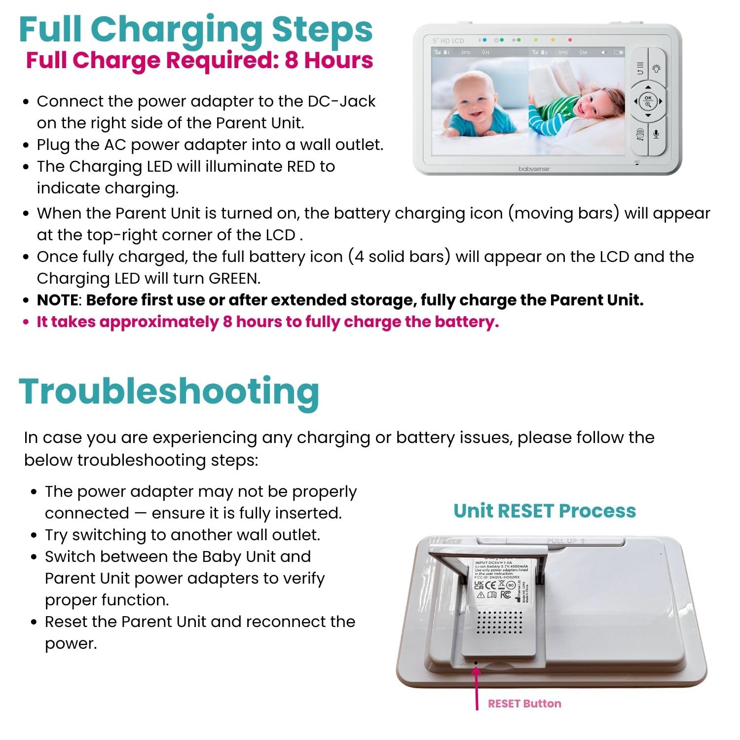 Babysense infrared night vision provides clear playback in dim nurseries