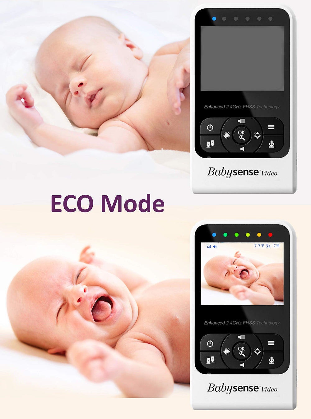 Babysense V24R mounting options fit table or wall placement