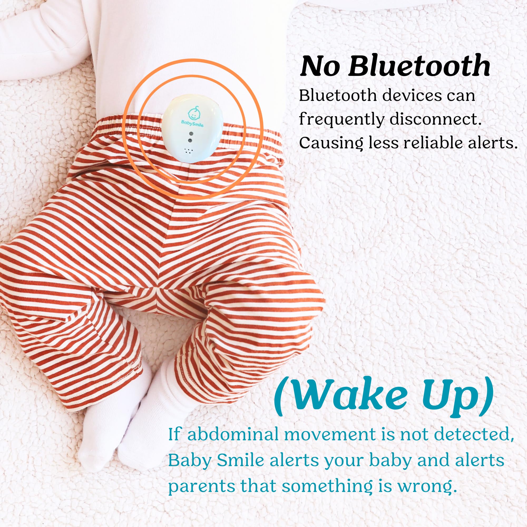 BabySmile E-202 clip-on sensor attached to diaper for cordless monitoring