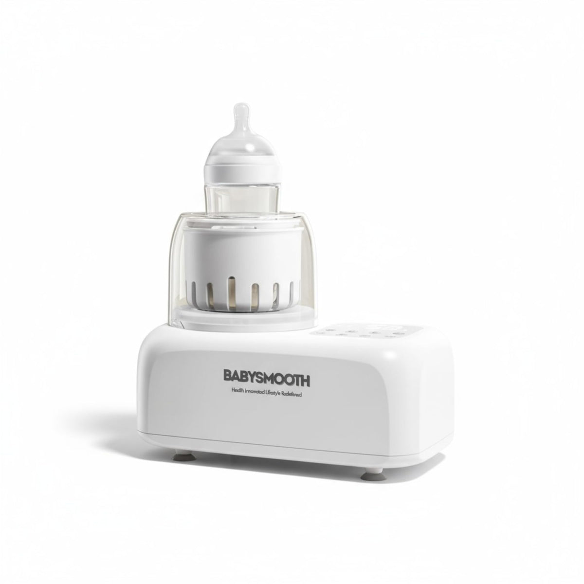 Babysmooth bottle-warmer-silent-shake enables whisper-quiet night feeds.