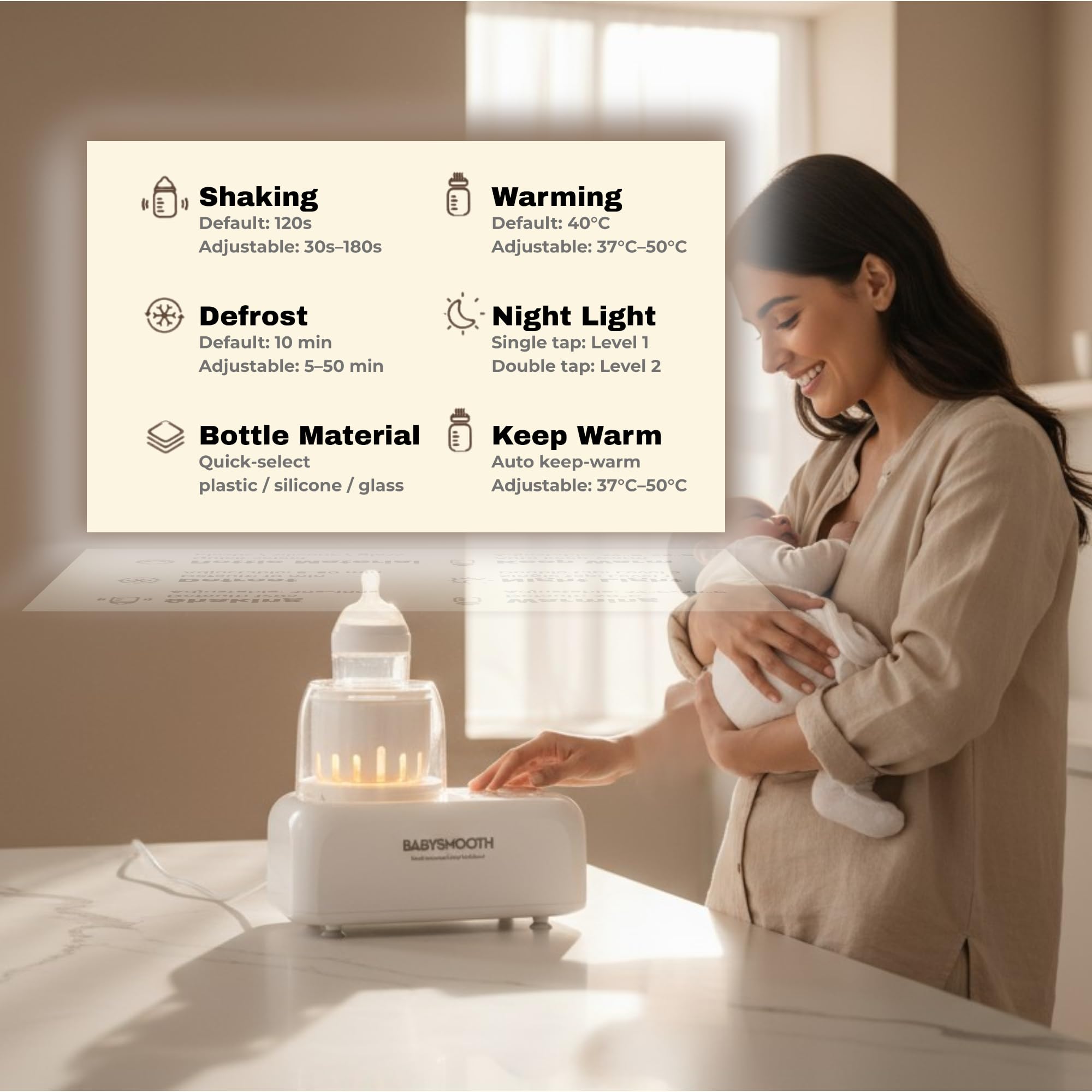 Babysmooth-bpa-free-hygienic-design promotes easy cleaning after feeds.