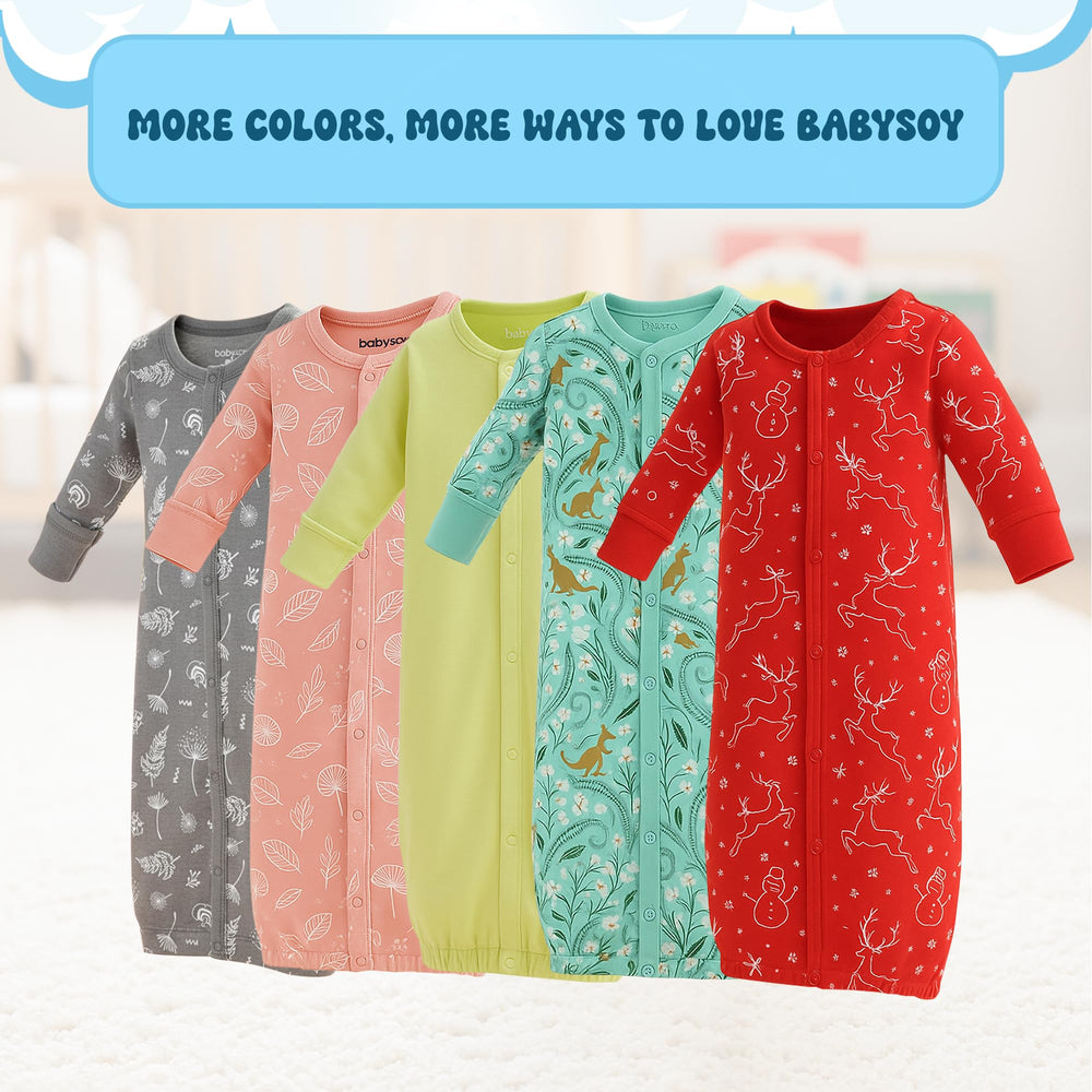 Babysoy animal-prints bedtime wear adds visual stimulation and comfort.