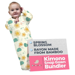Babysoy Summer Kimono Gown fabric close-up showing soft bamboo-cotton blend for gentle newborn comfort