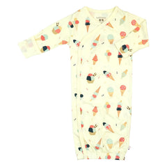 Babysoy Summer Kimono Gown close-up shows soft, breathable fabric for newborn skin.
