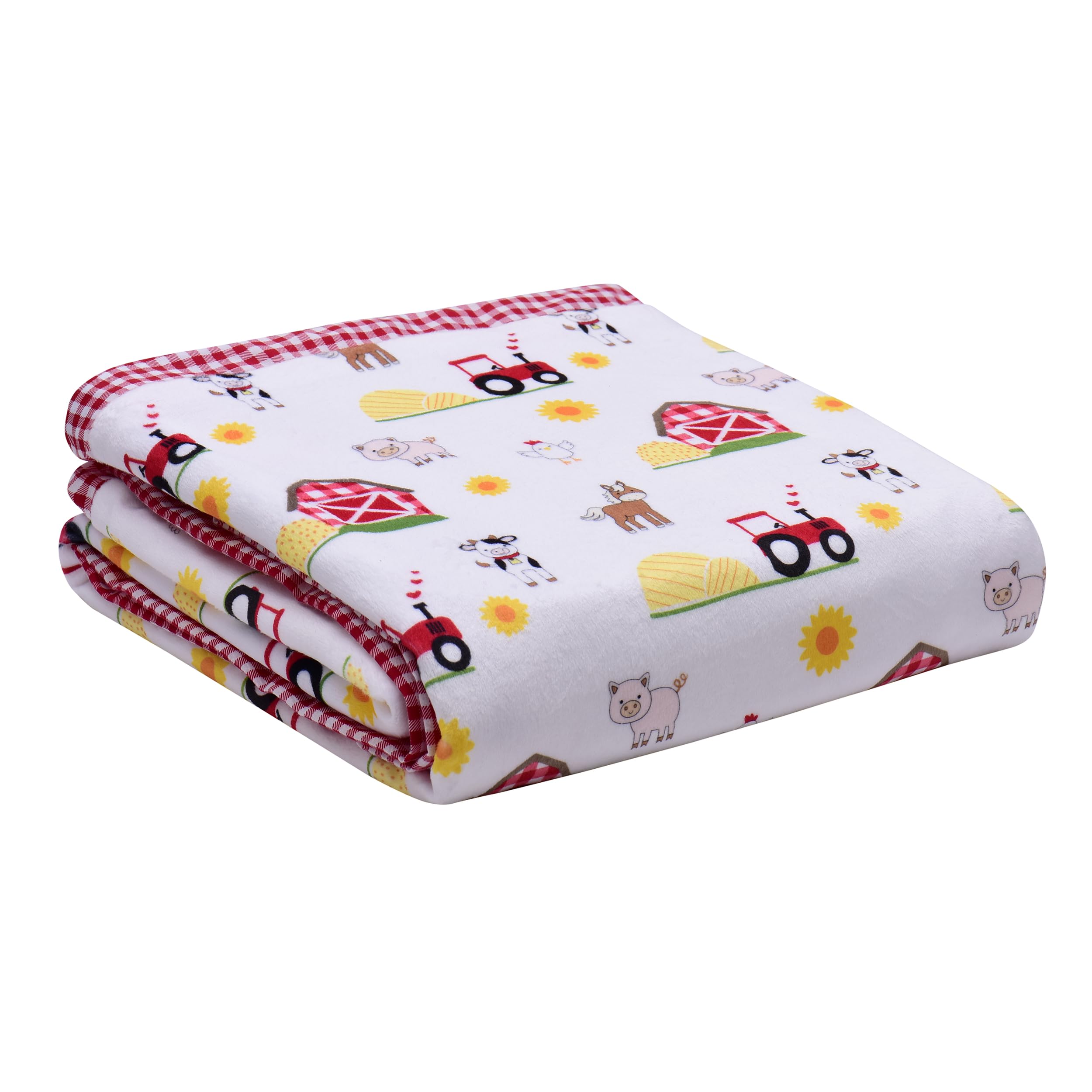 Baby Starters reversible blanket with back flannel and solid color for versatile use.