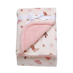 Baby Starters 2 Ply Silky Baby Blanket close-up of pink and cream reversible design for newborns.