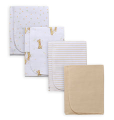 Baby Starters giraffe tan prints blanket set for cozy snuggles and easy layering.