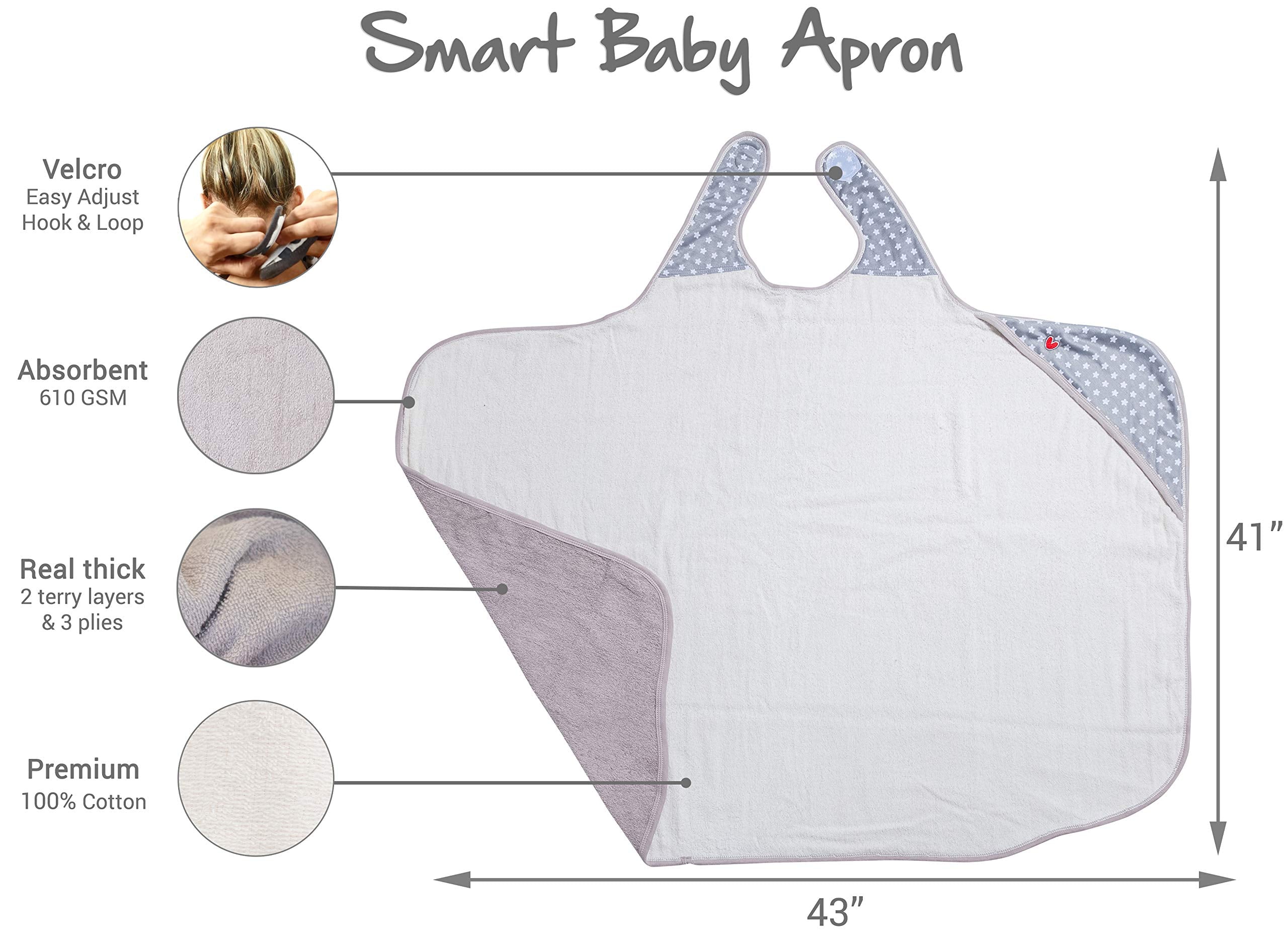 BabyToLove stay-dry loop-closure towel secures during bath time.