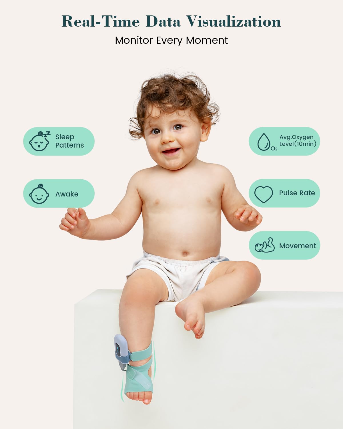 Babytone sleep-tracking display shows baby’s sleep stages at a glance.