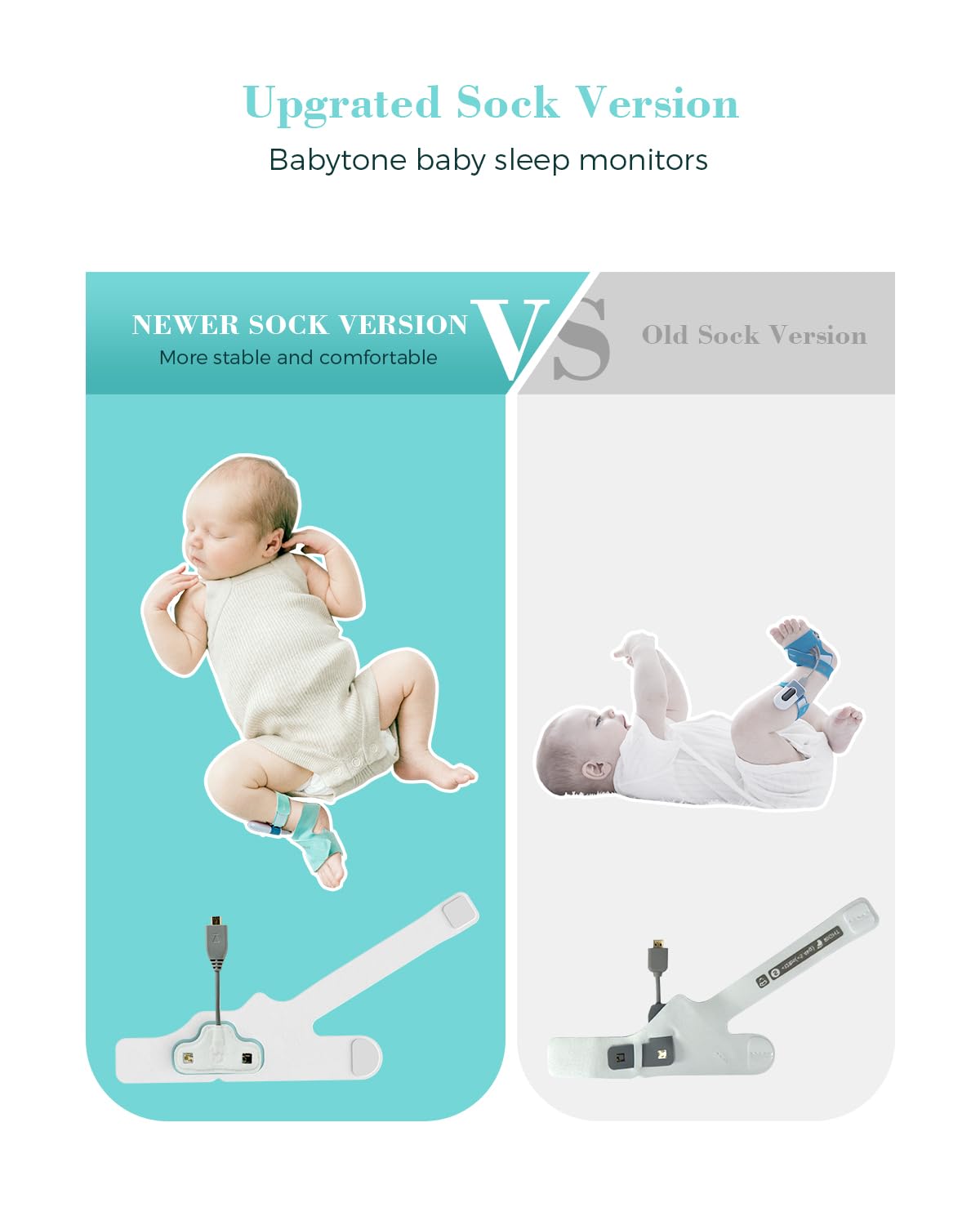 Babytone Bluetooth connection streams baby sleep data to your device.