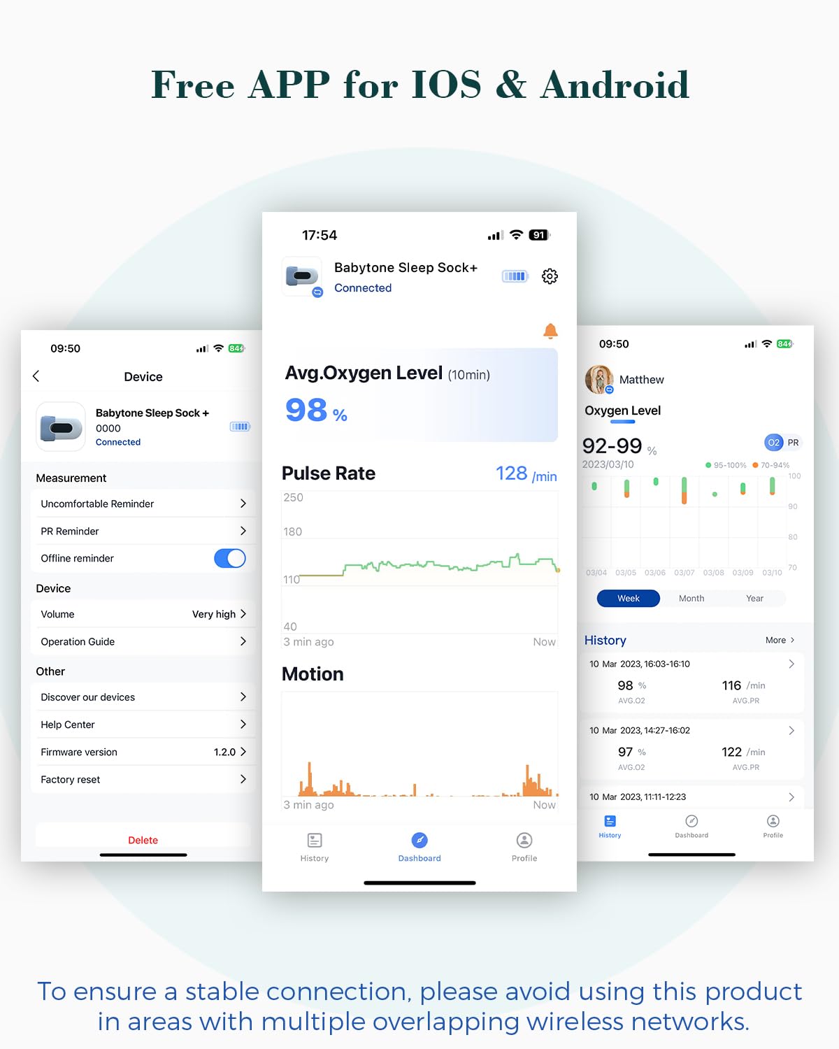 Babytone heart rate tracking demonstrates wearable data capture.