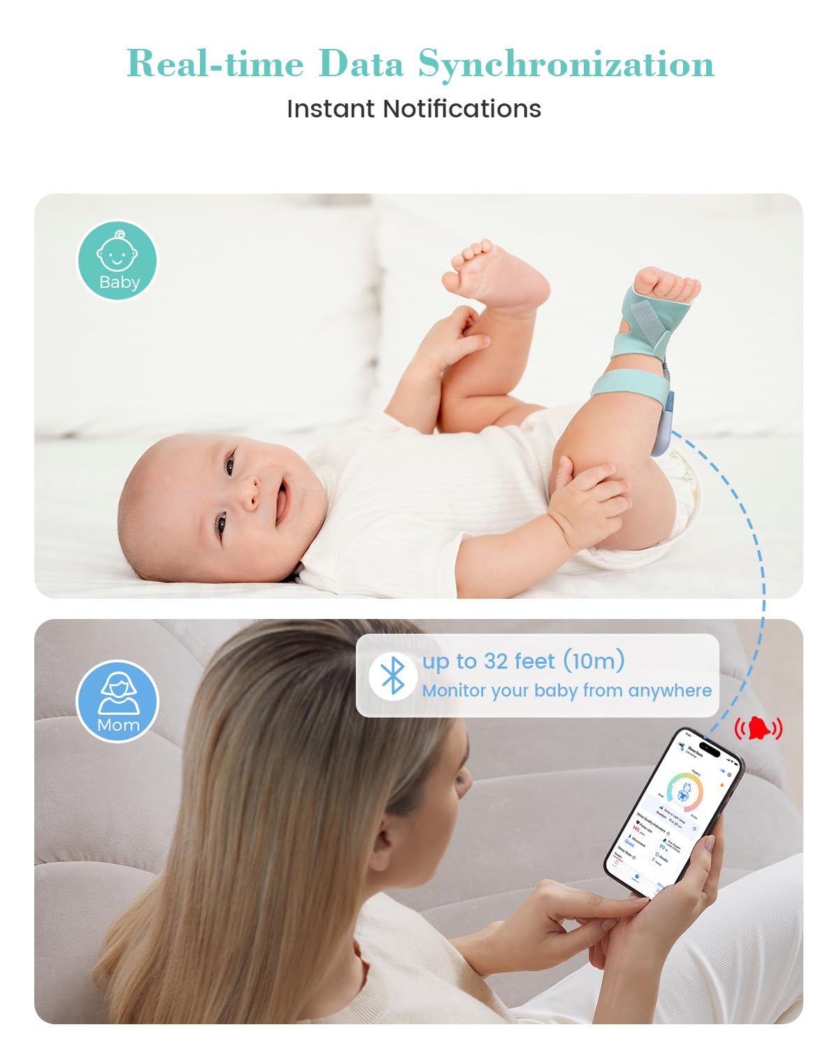 Babytone sleep analysis visualizes deep and light sleep.